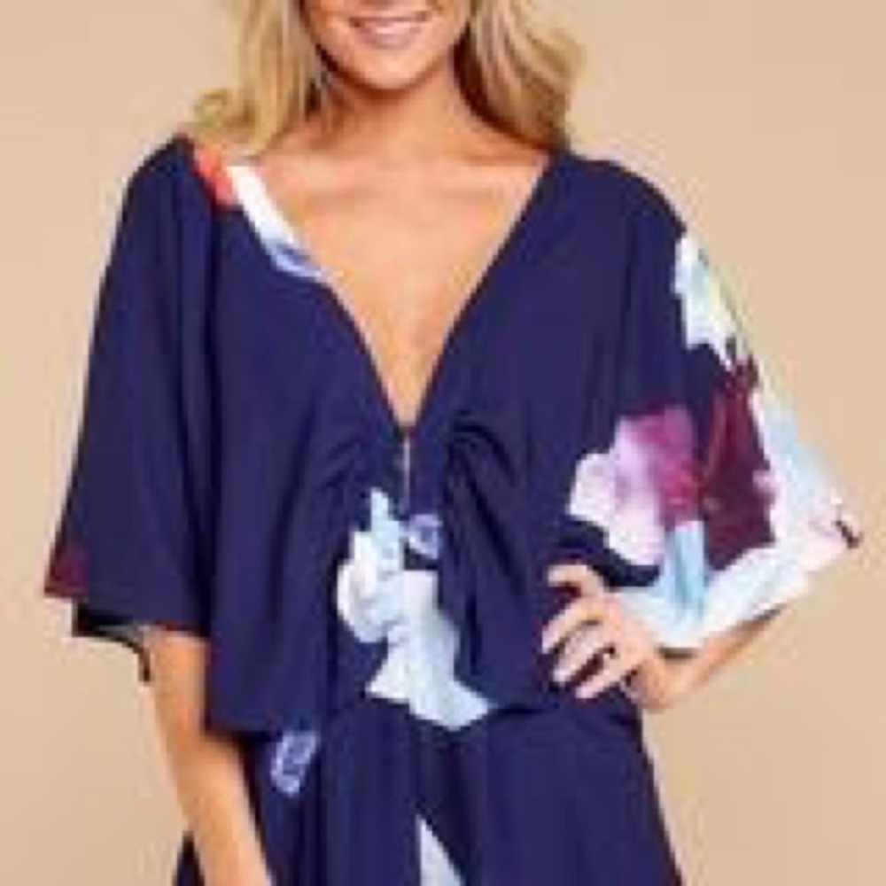 Navy Floral Print Romper - Red Dress Boutique